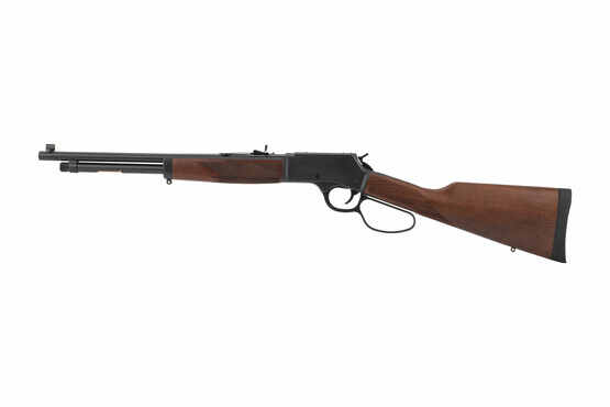 Henry Big Boy 357 Magnum Lever Action Rifle in blued steel has american walnut furniture